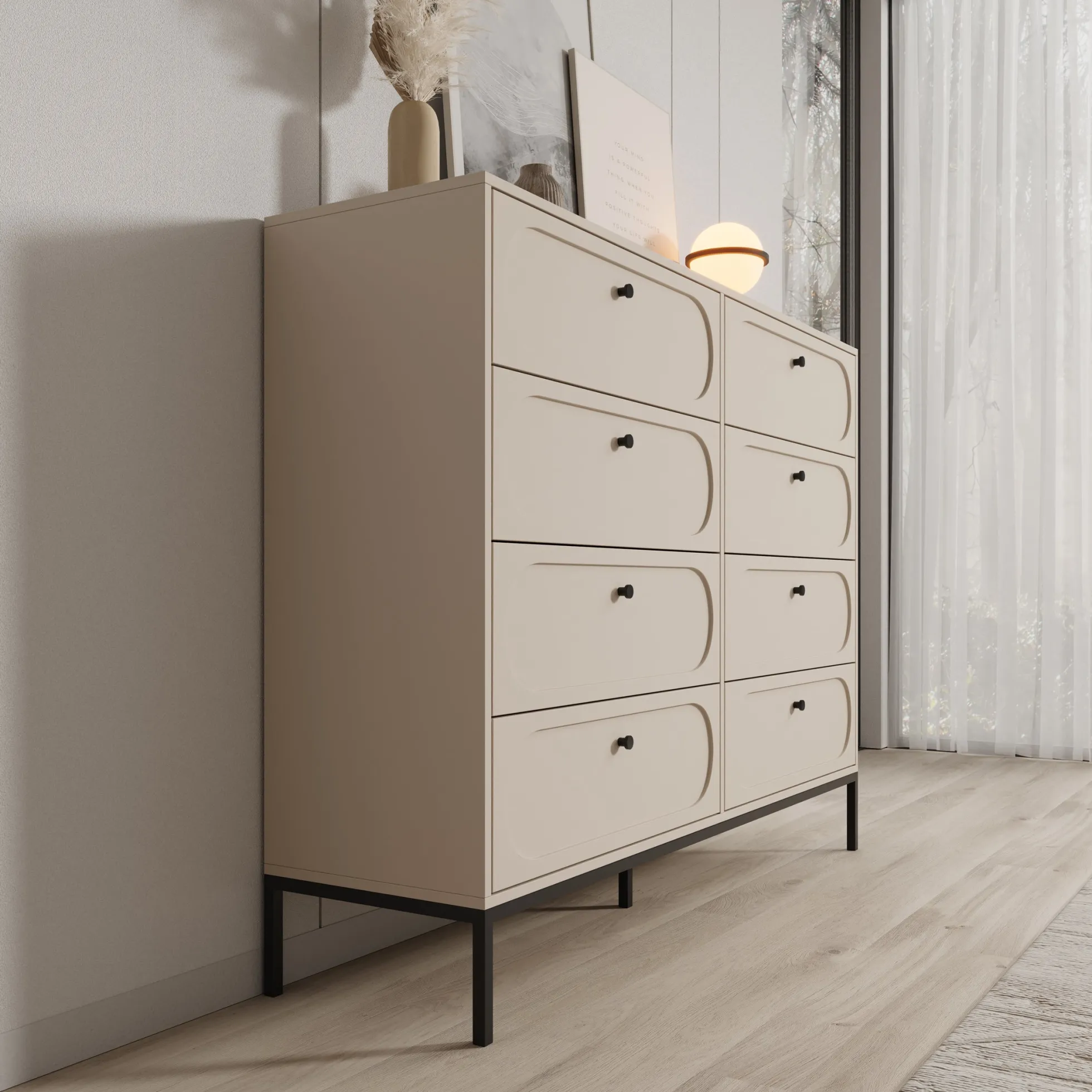 Montserrat - Ladekast met 8 lades - Beige - 150x40x115 cm