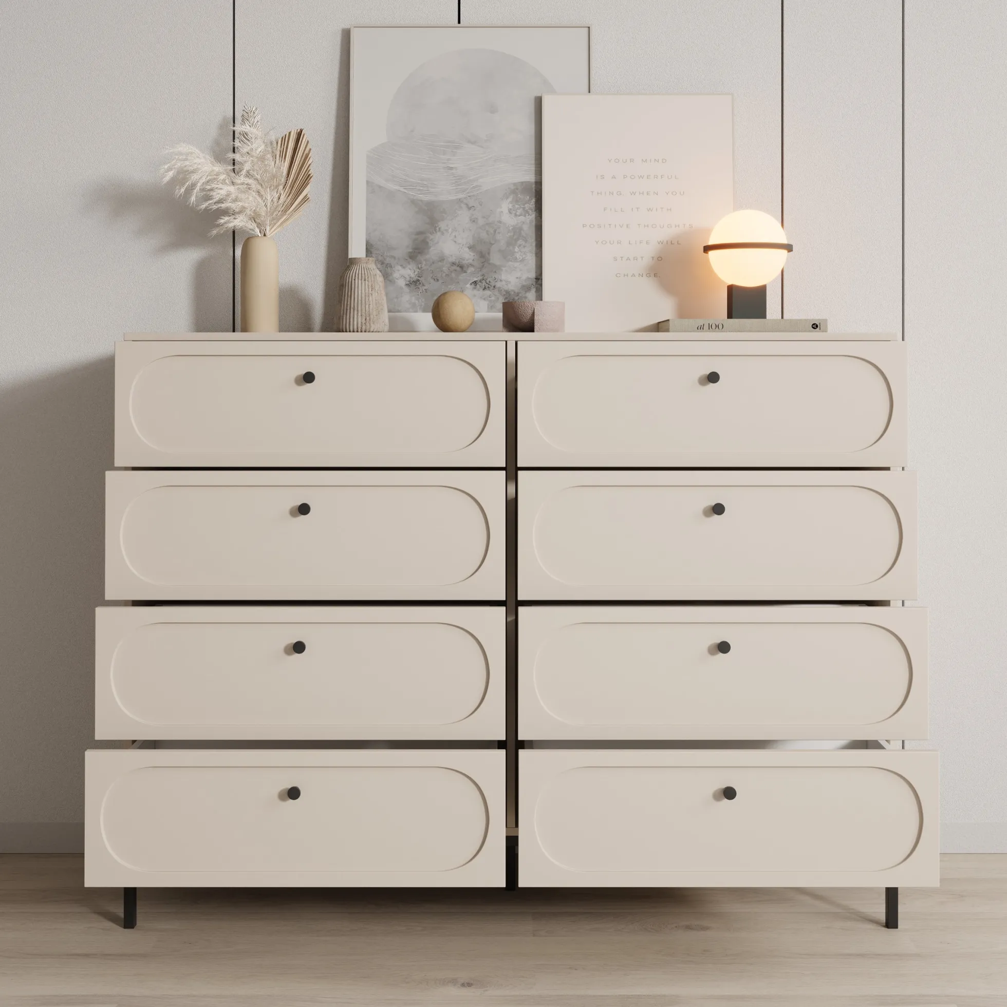 Montserrat - Ladekast met 8 lades - Beige - 150x40x115 cm