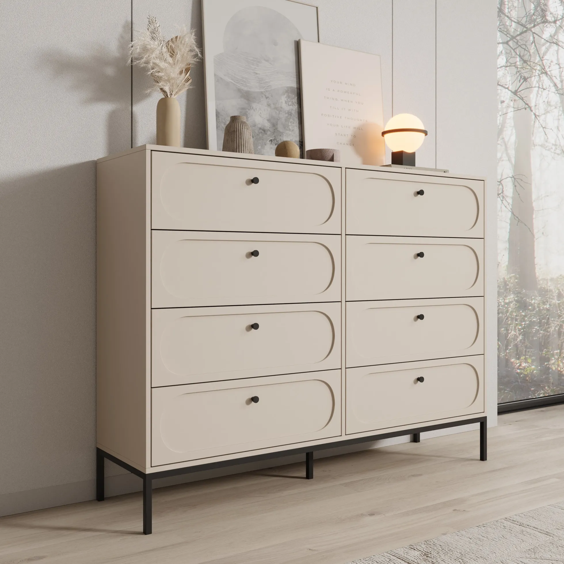 Montserrat - Ladekast met 8 lades - Beige - 150x40x115 cm
