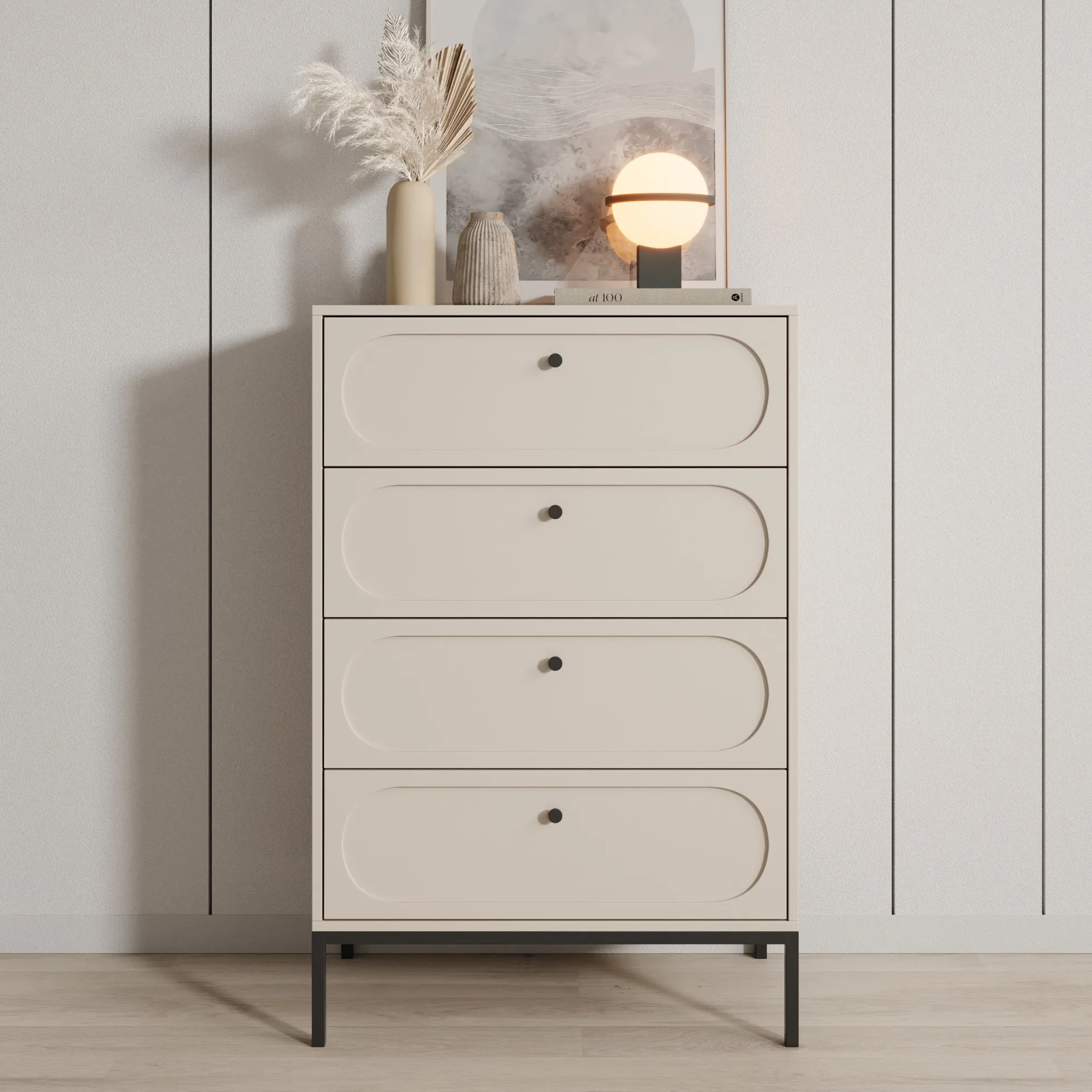 Montserrat - Ladekast met 4 lades - Beige - 80x40x115 cm