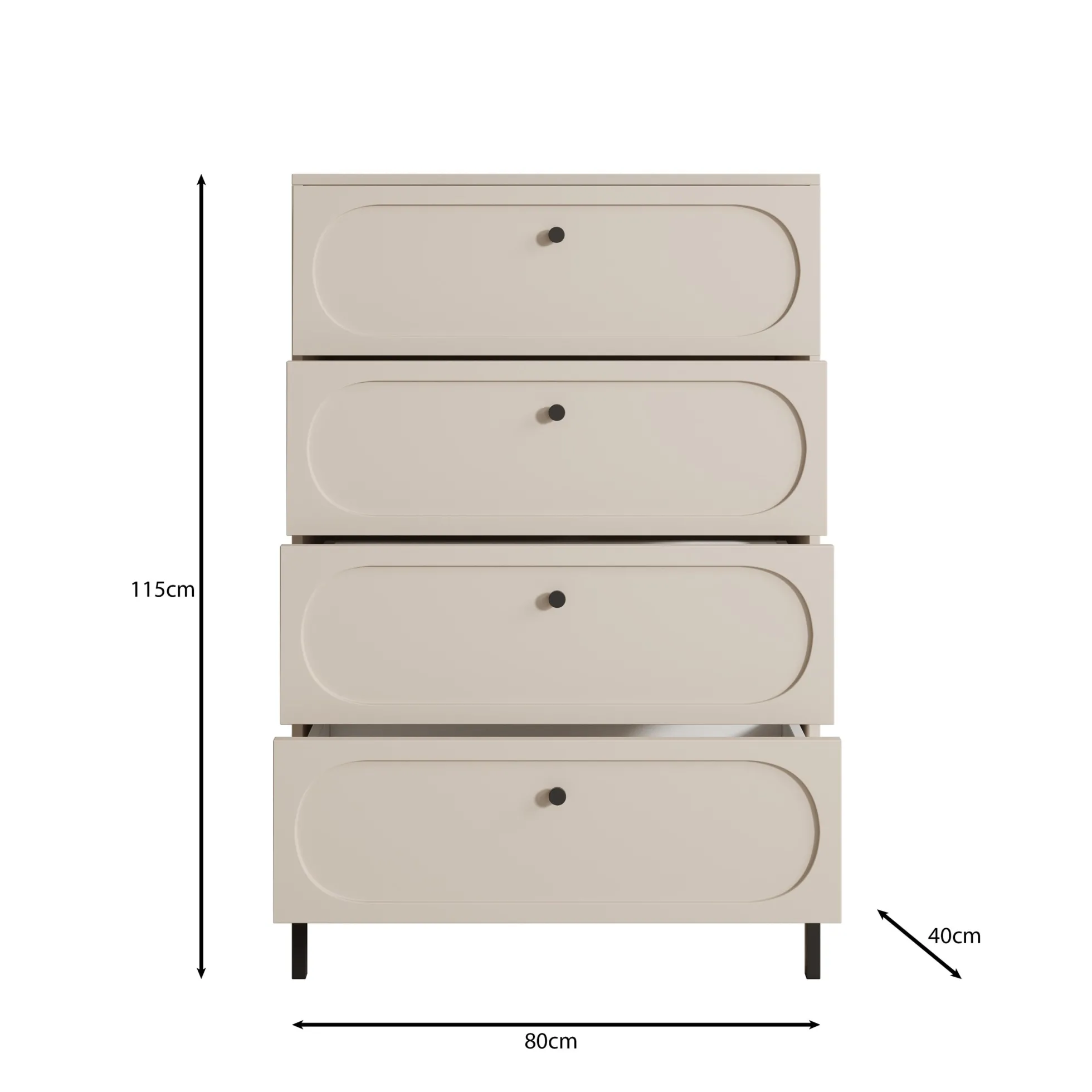 Montserrat - Ladekast met 4 lades - Beige - 80x40x115 cm