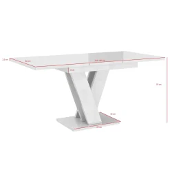 Moris - Eetkamertafel - Wit/betonlook - 120x80x75 cm