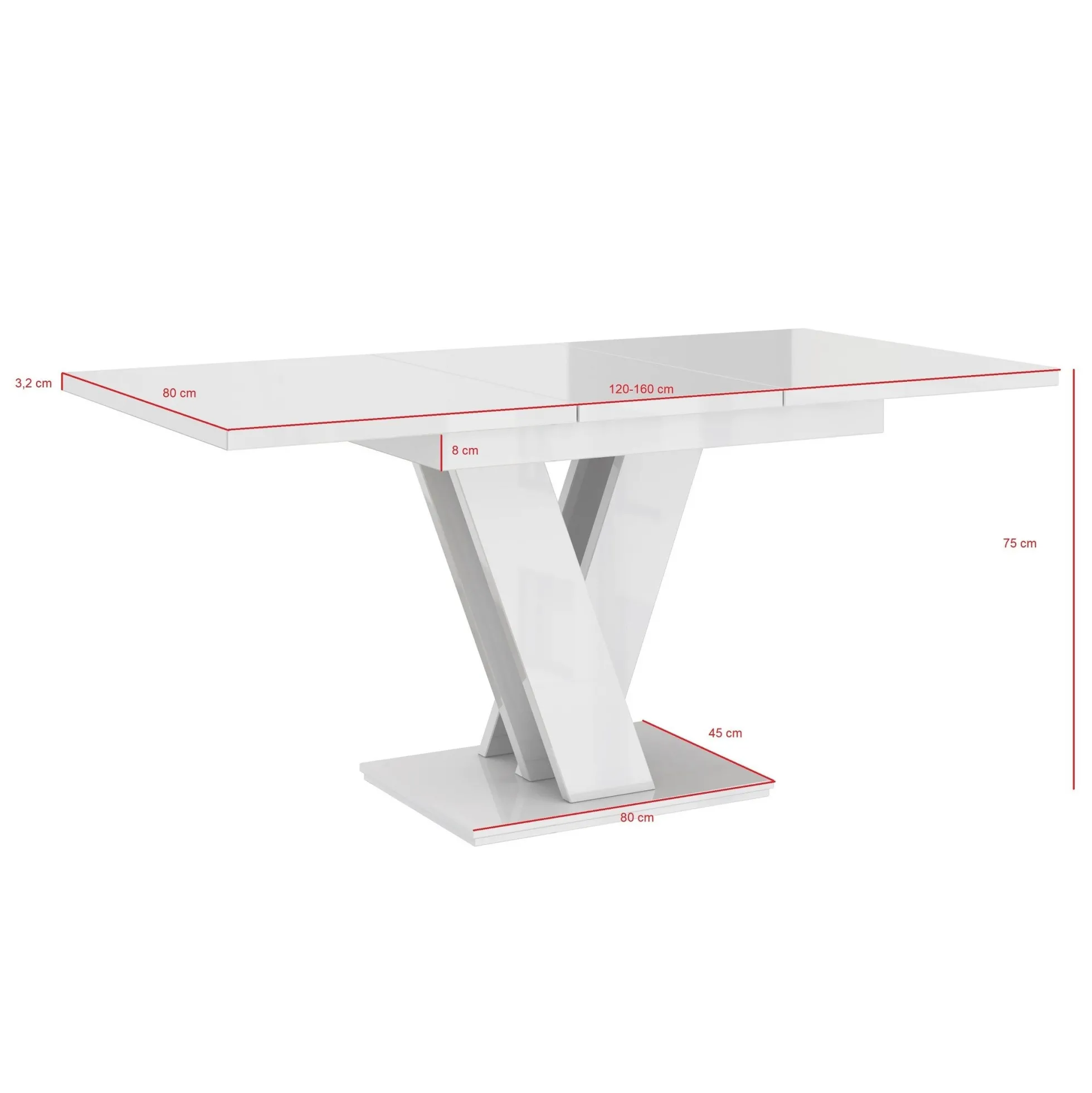 Moris - Eetkamertafel - Wit/betonlook - 120x80x75 cm