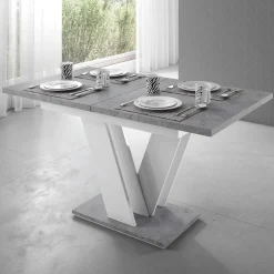 Moris - Eetkamertafel - Wit/betonlook - 120x80x75 cm