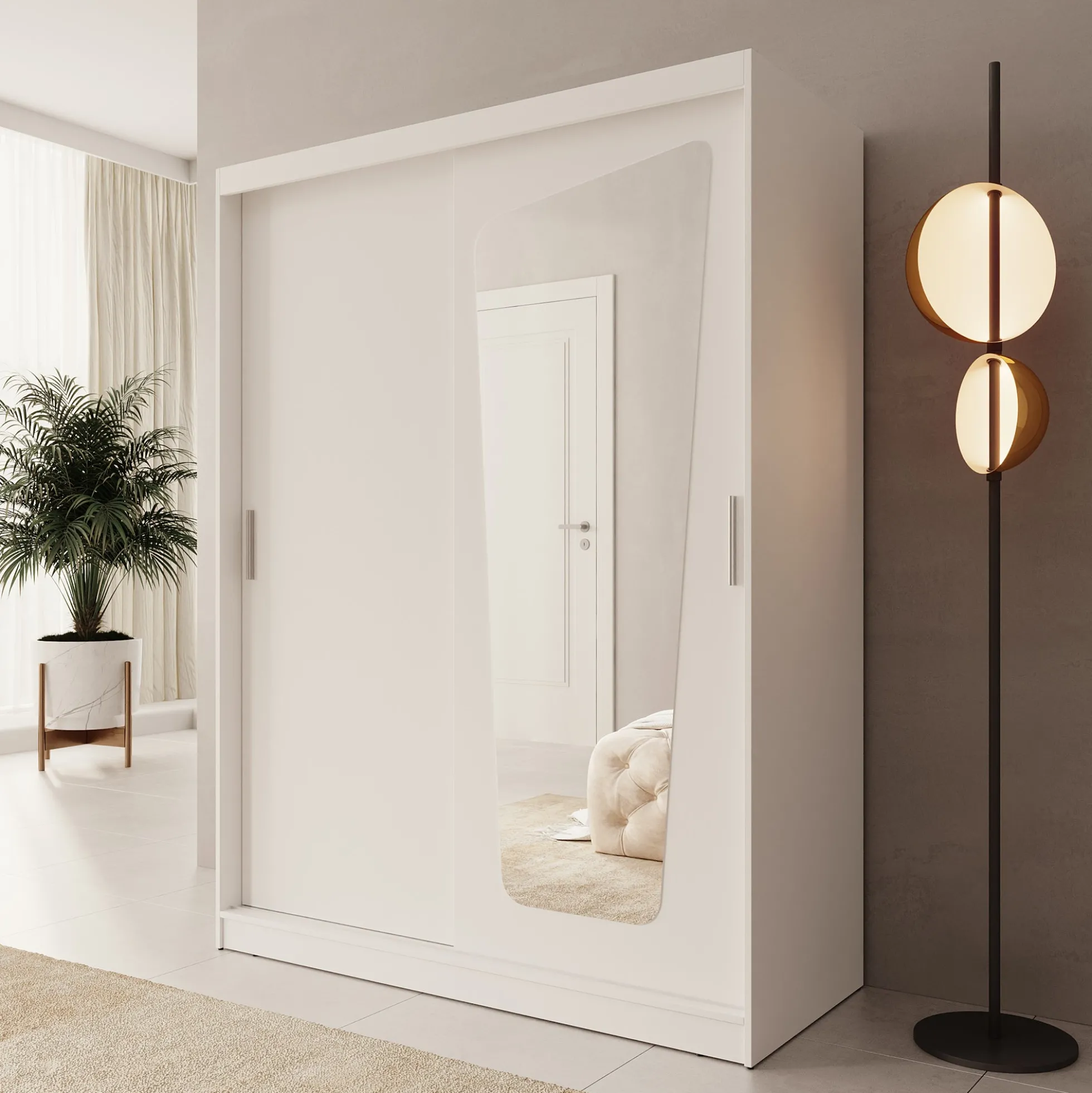 Moyo - Kledingkast met 2 schuifdeuren - Wit - 150x62x200 cm