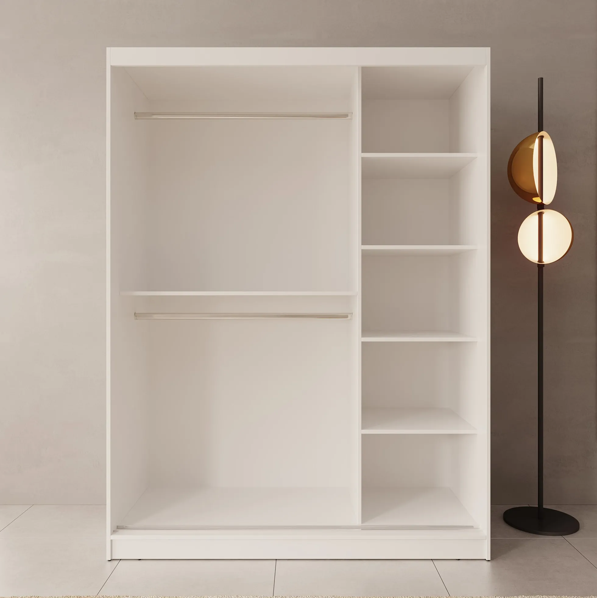 Moyo - Kledingkast met 2 schuifdeuren - Wit - 150x62x200 cm