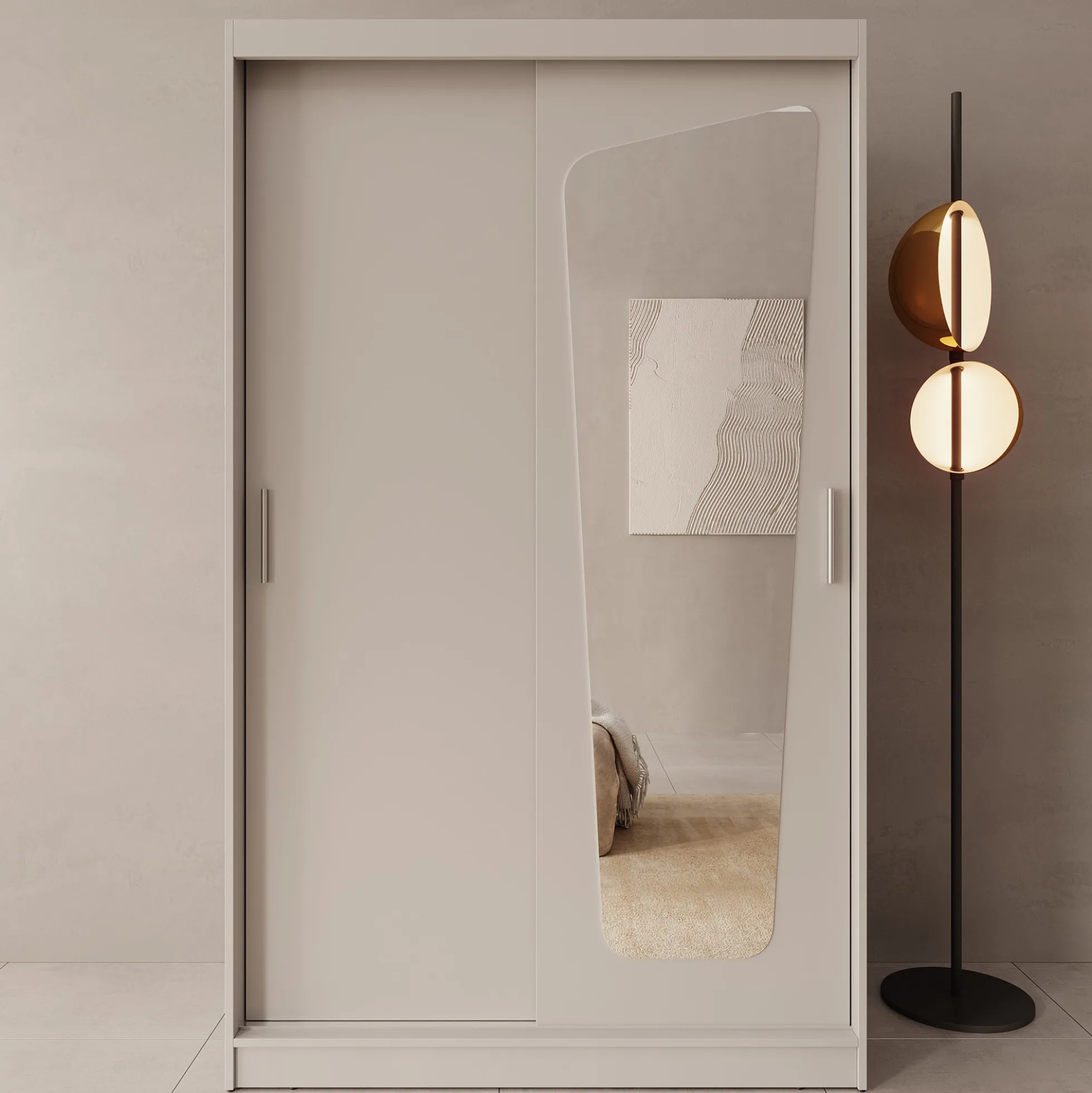 Moyo - Kledingkast met 2 schuifdeuren - Beige - 120x62x200 cm