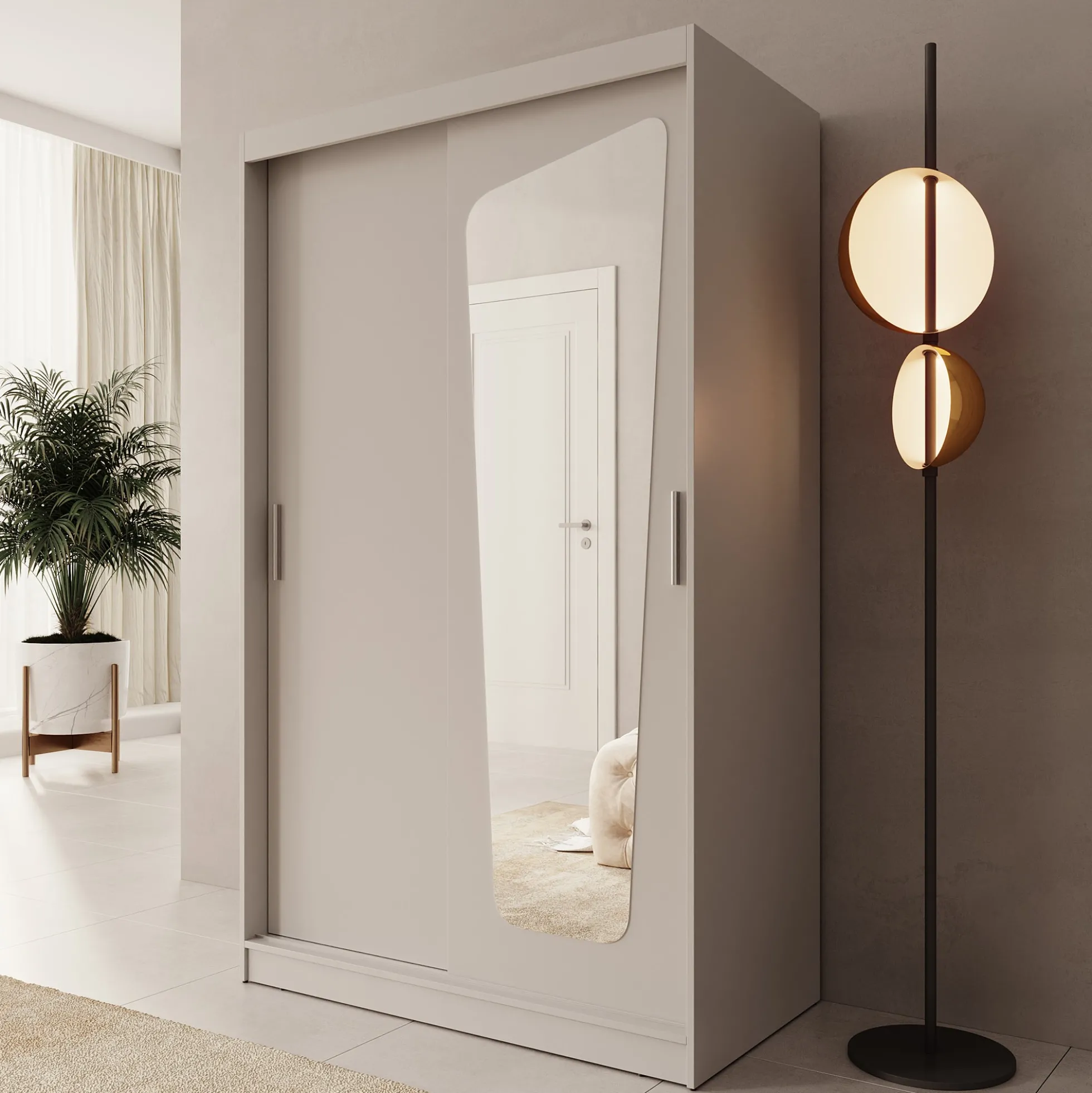 Moyo - Kledingkast met 2 schuifdeuren - Beige - 120x62x200 cm