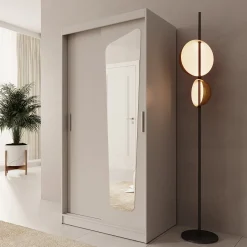 Moyo - Kledingkast met 2 schuifdeuren - Beige - 100x62x200 cm
