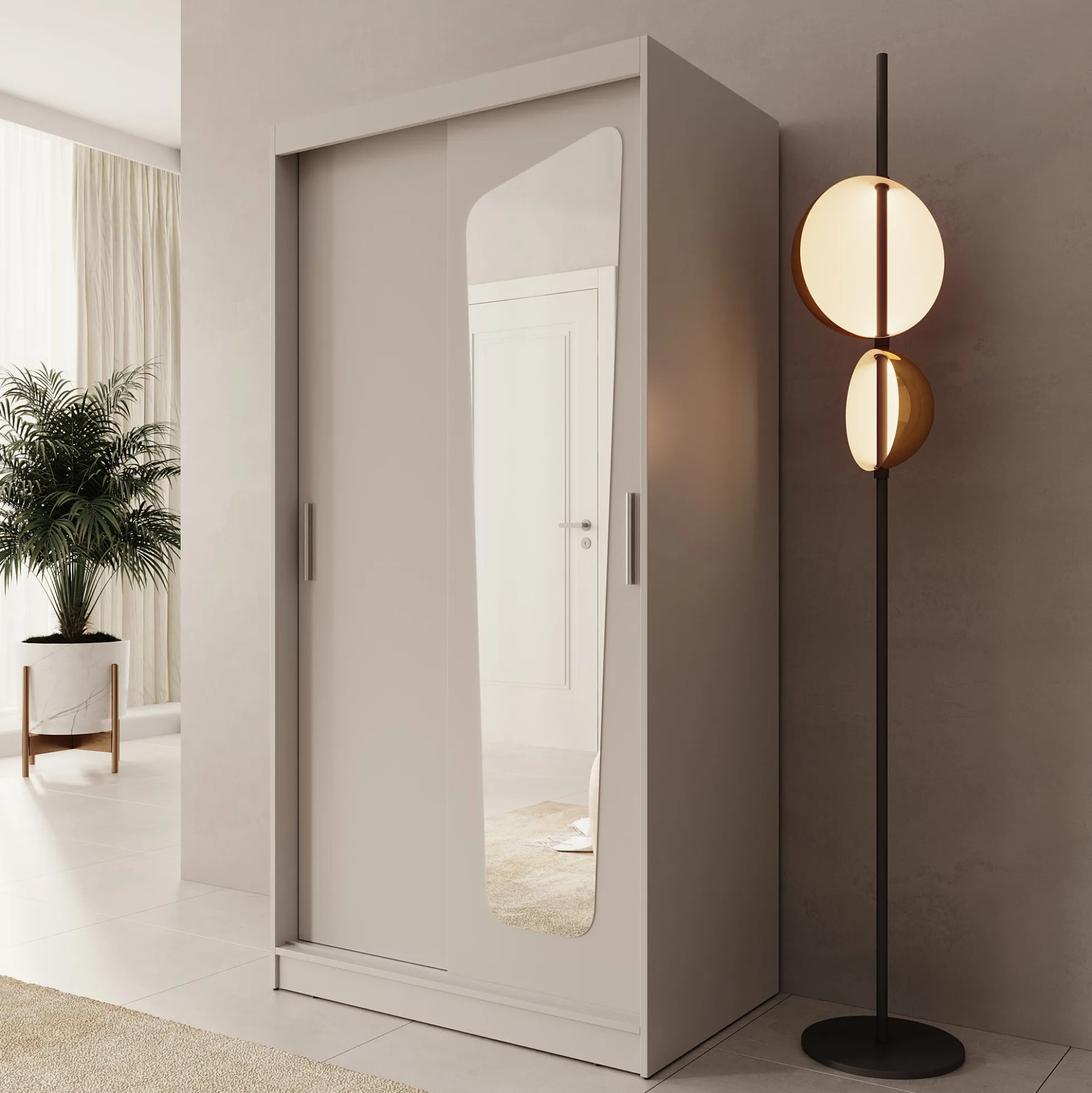 Moyo - Kledingkast met 2 schuifdeuren - Beige - 100x62x200 cm