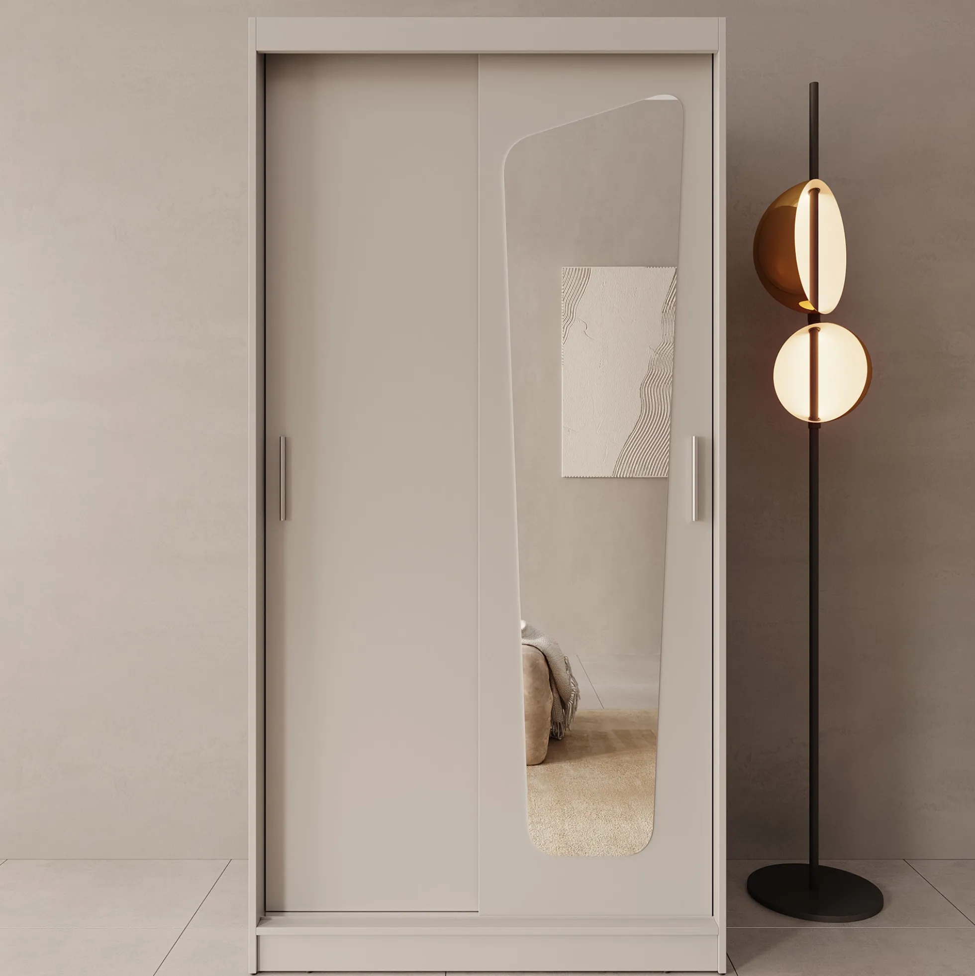 Moyo - Kledingkast met 2 schuifdeuren - Beige - 100x62x200 cm