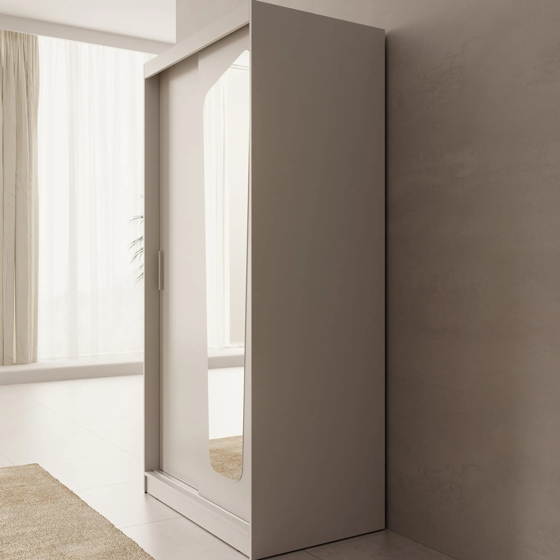 Moyo - Kledingkast met 2 schuifdeuren - Beige - 100x62x200 cm