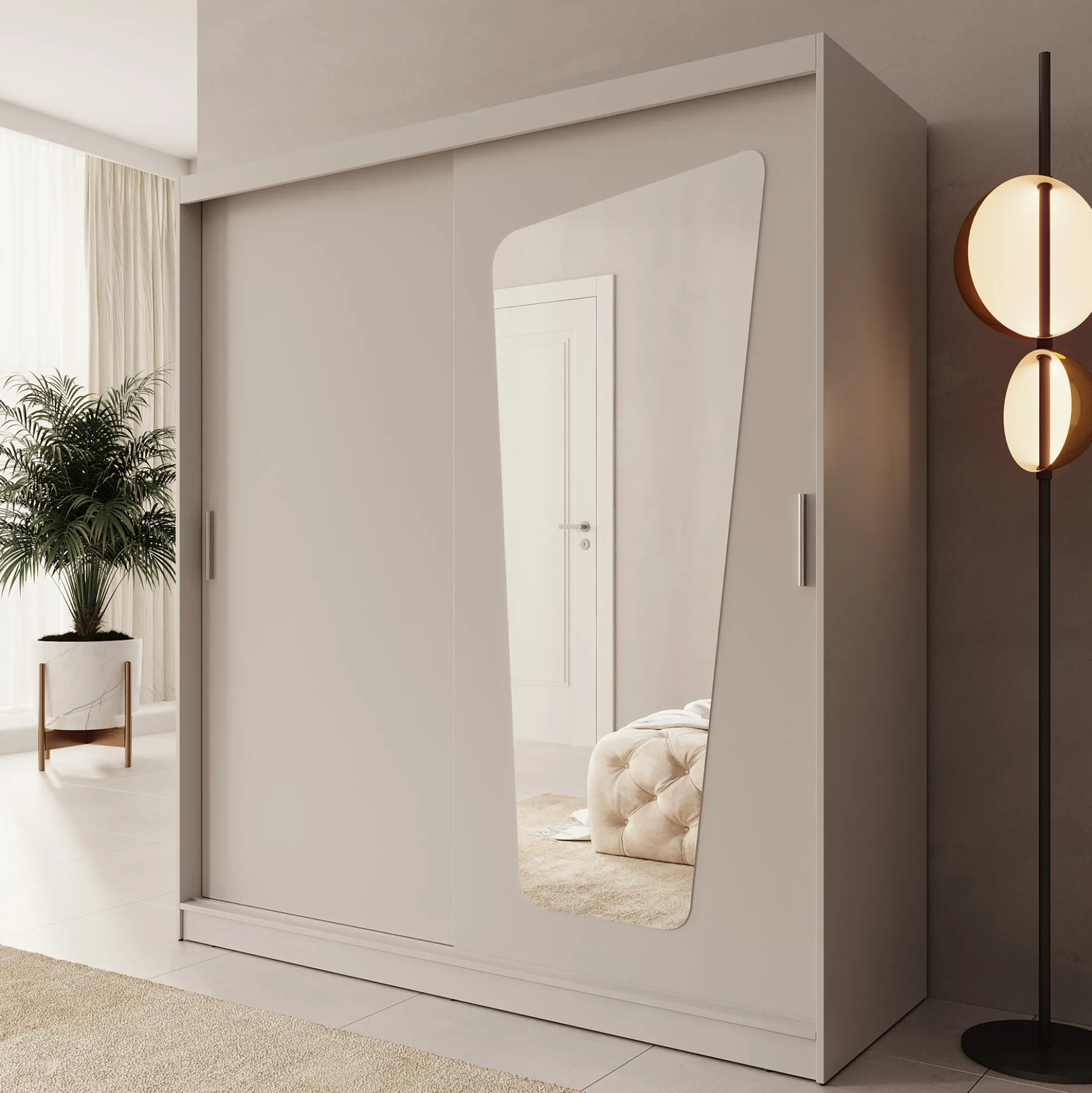 Moyo - Kledingkast met 2 schuifdeuren - Beige - 180x62x200 cm