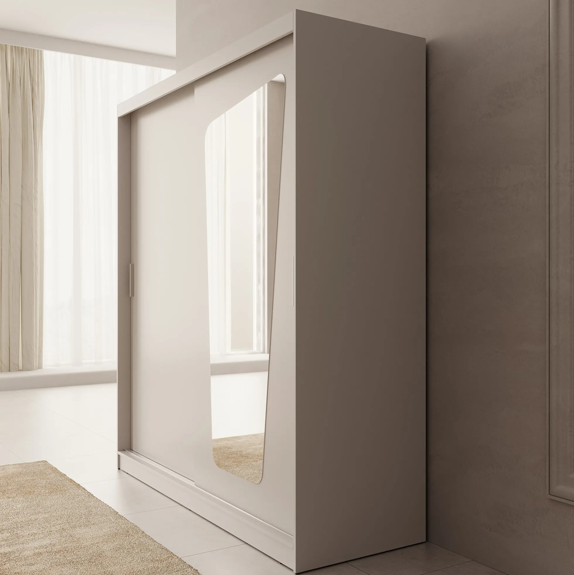 Moyo - Kledingkast met 2 schuifdeuren - Beige - 180x62x200 cm