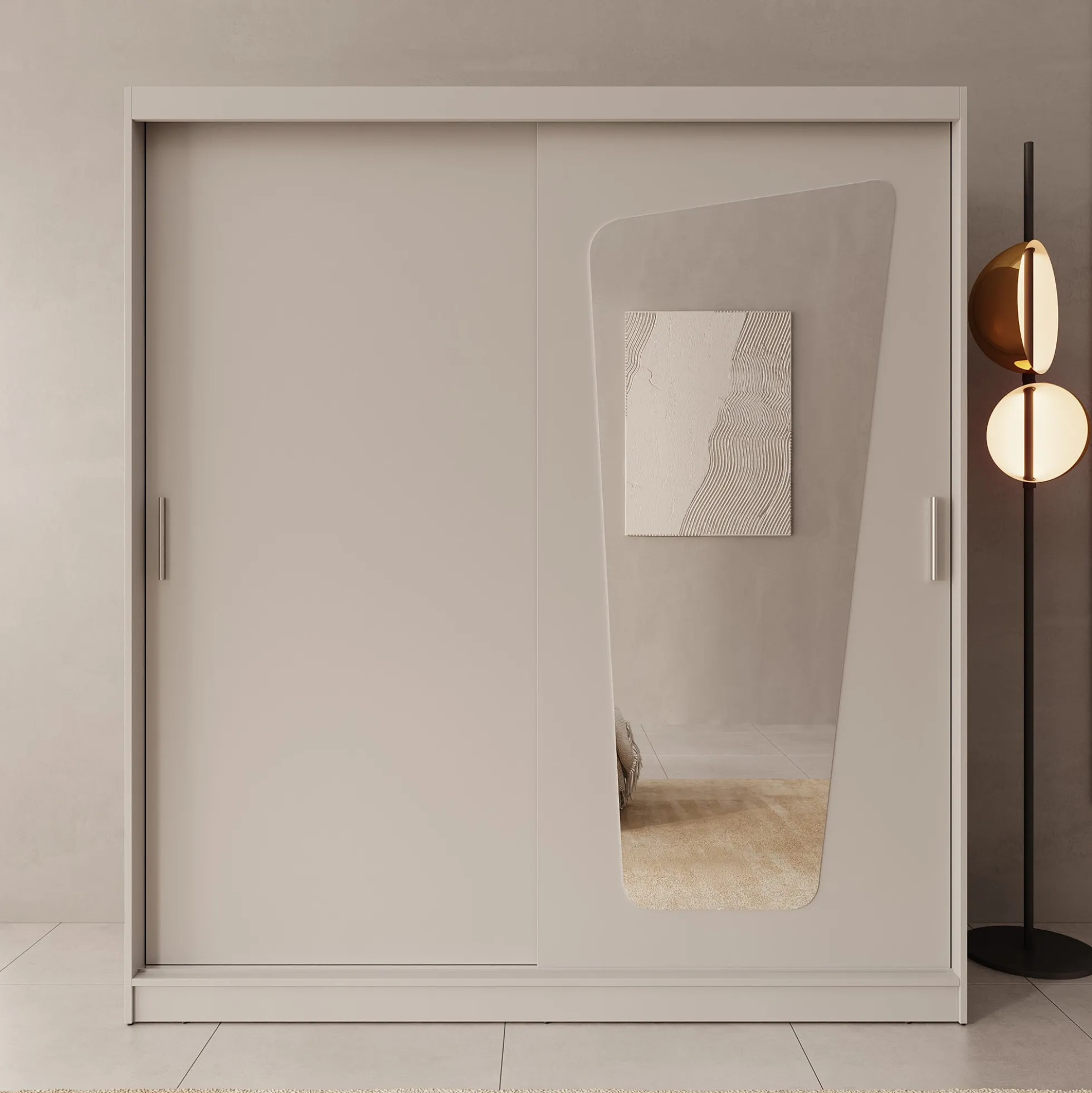 Moyo - Kledingkast met 2 schuifdeuren - Beige - 180x62x200 cm