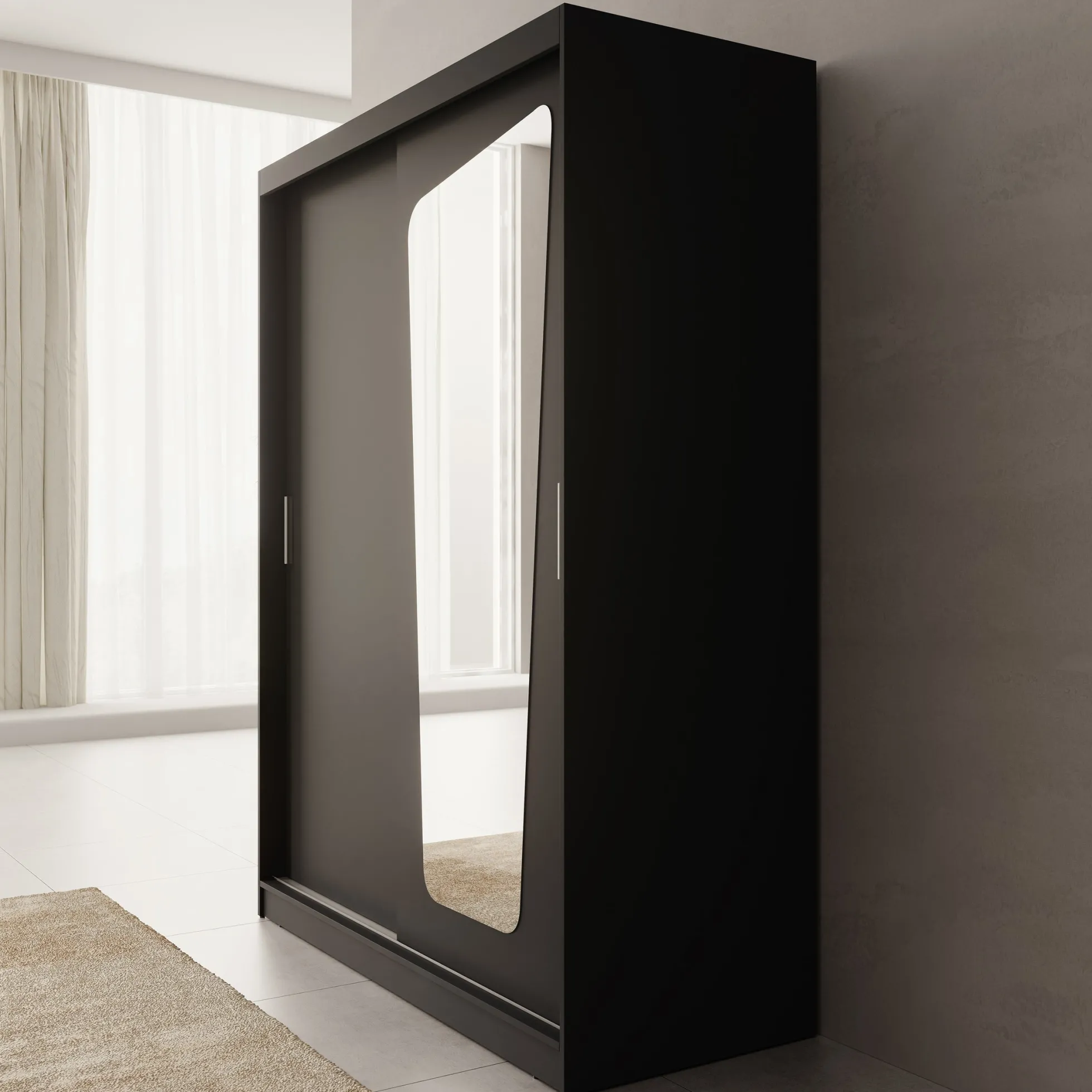 Moyo - Kledingkast met 2 schuifdeuren - Zwart - 150x62x200 cm