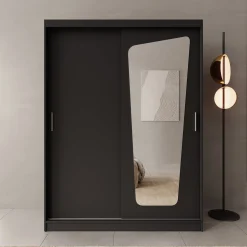 Moyo - Kledingkast met 2 schuifdeuren - Zwart - 150x62x200 cm