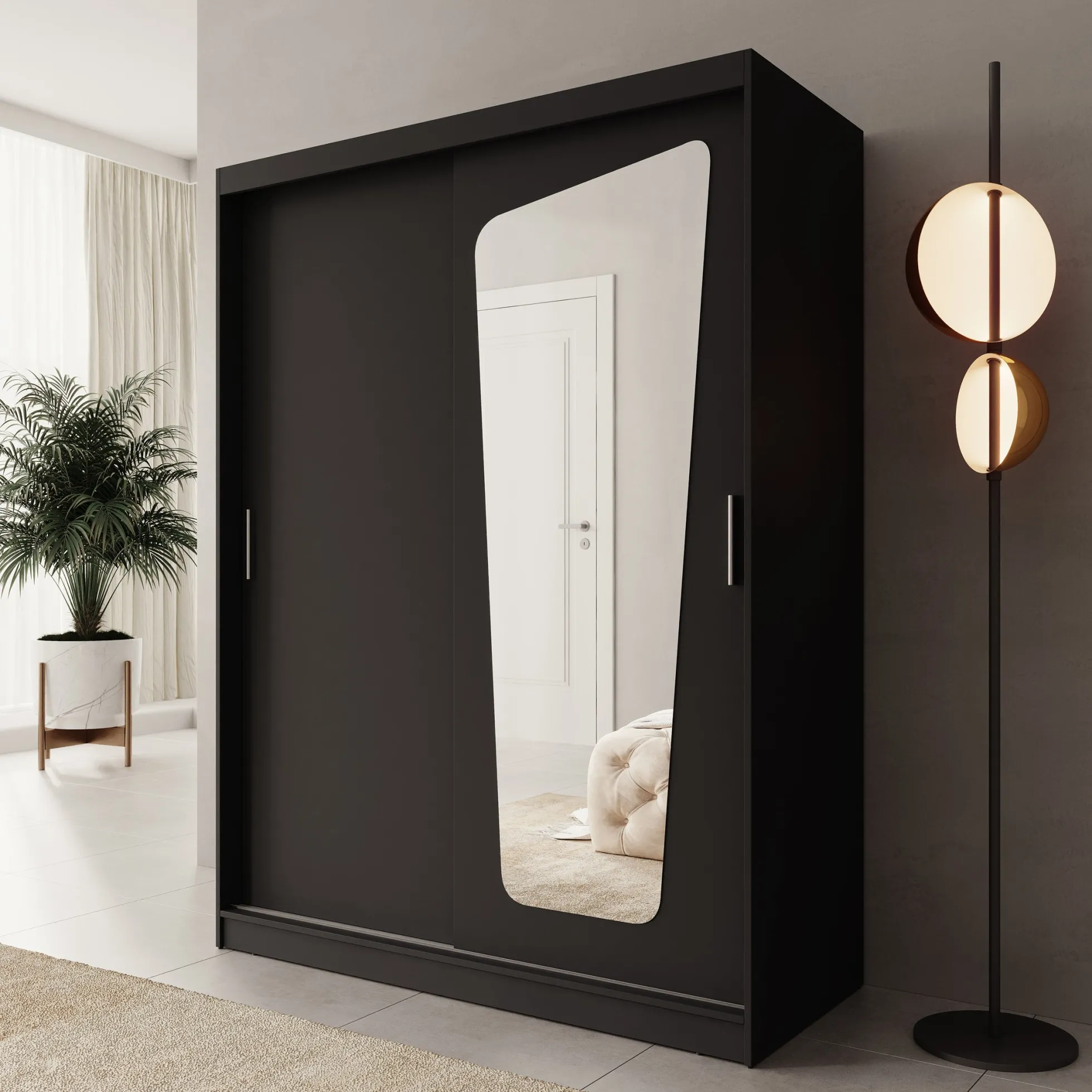 Moyo - Kledingkast met 2 schuifdeuren - Zwart - 150x62x200 cm