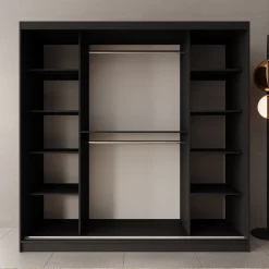 Moyo - Kledingkast met 2 schuifdeuren - Zwart - 200x62x200 cm