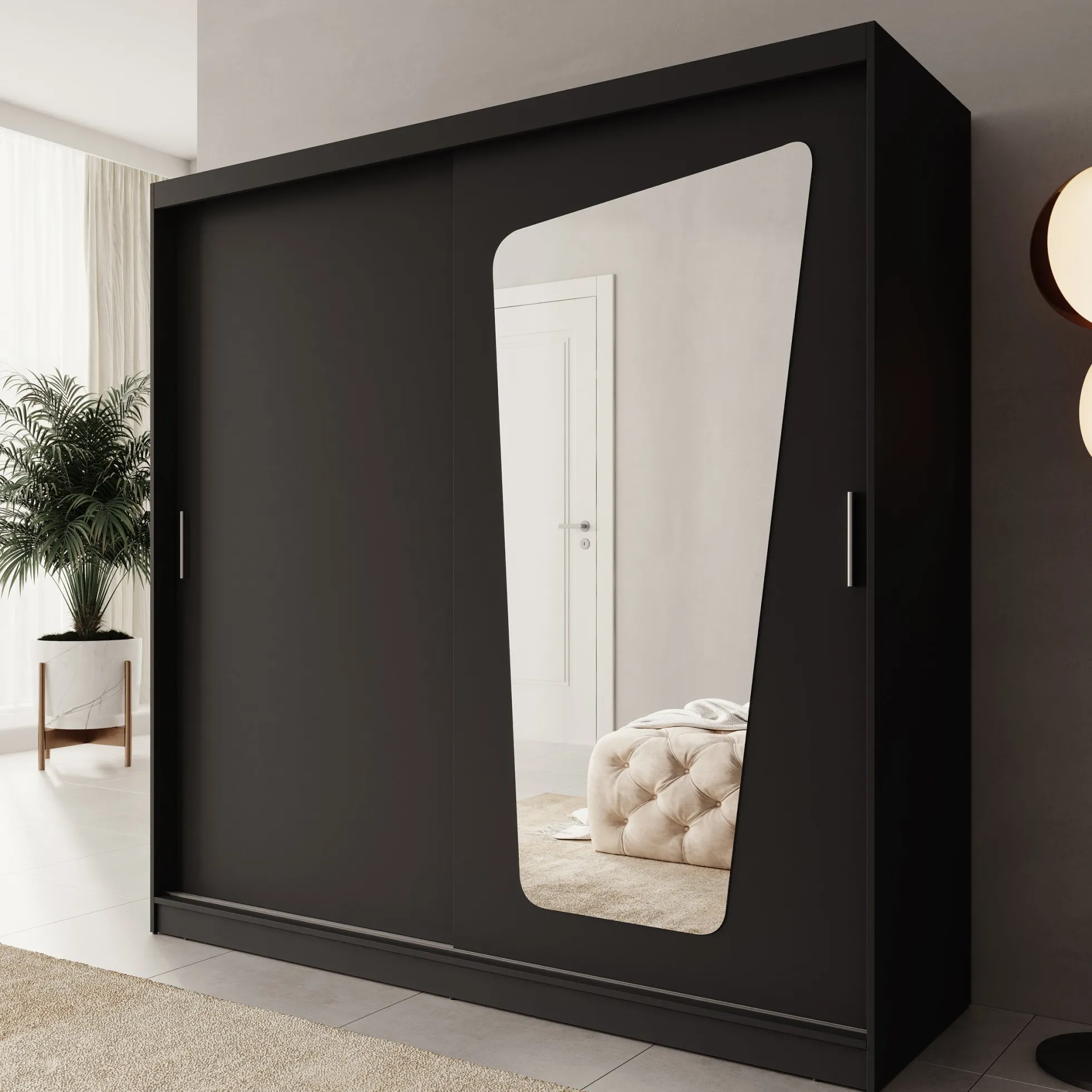 Moyo - Kledingkast met 2 schuifdeuren - Zwart - 200x62x200 cm