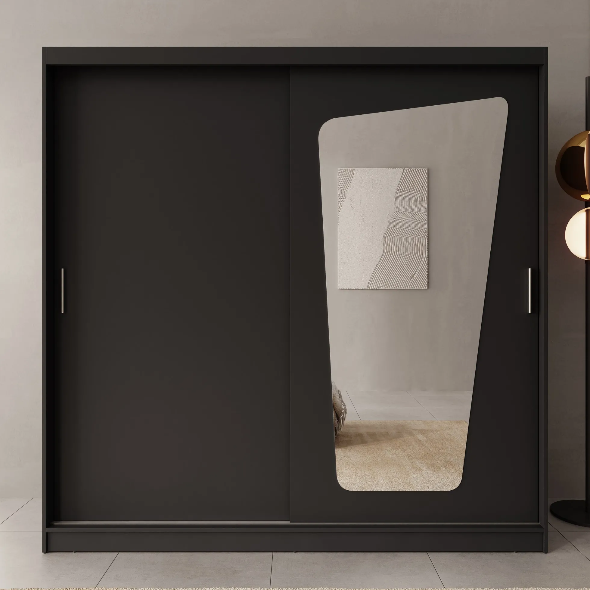 Moyo - Kledingkast met 2 schuifdeuren - Zwart - 200x62x200 cm
