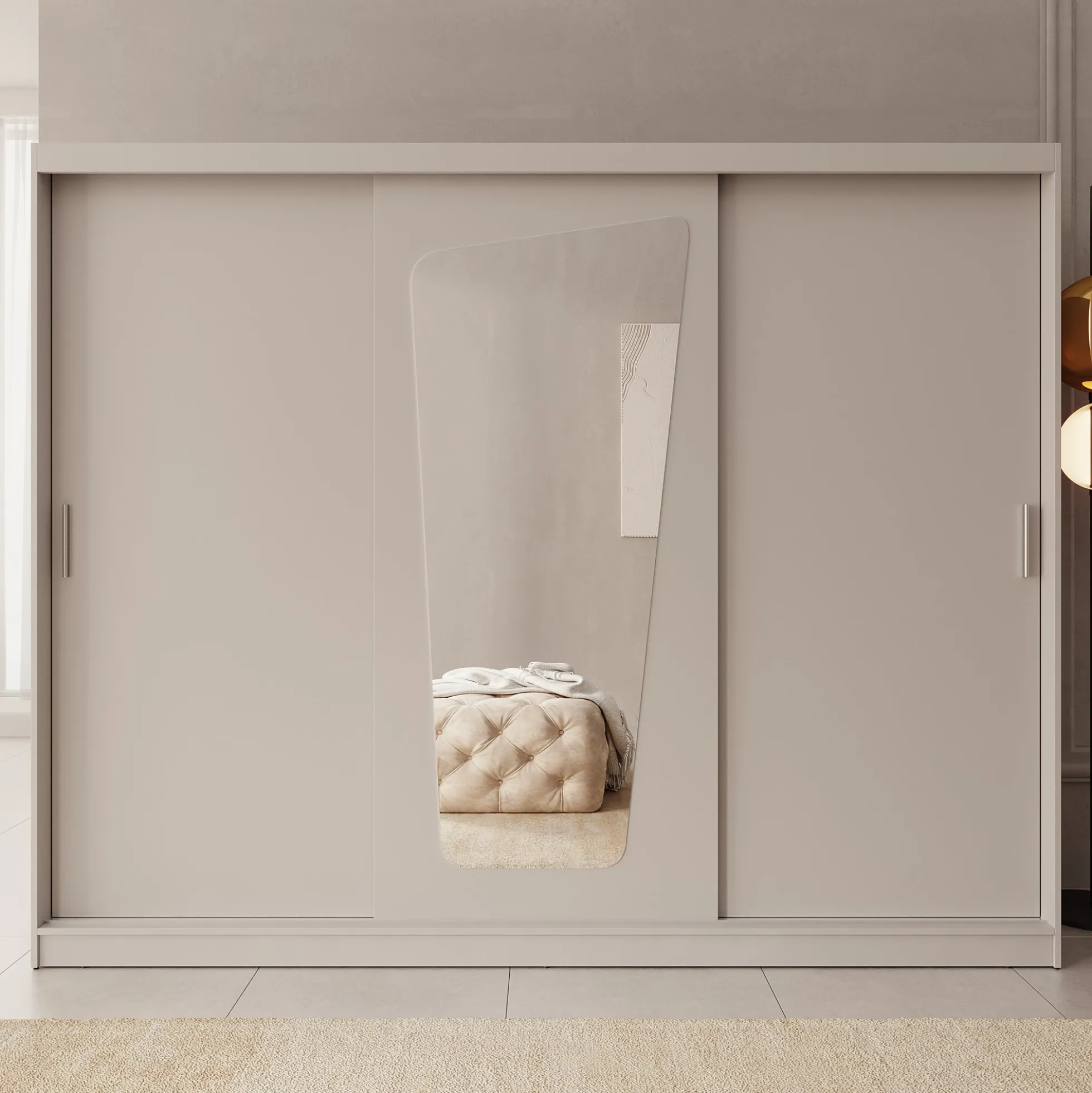 Moyo - Kledingkast met 3 schuifdeuren - Beige - 250x62x200 cm