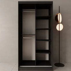 Moyo - Kledingkast met 2 schuifdeuren - Zwart - 100x62x200 cm