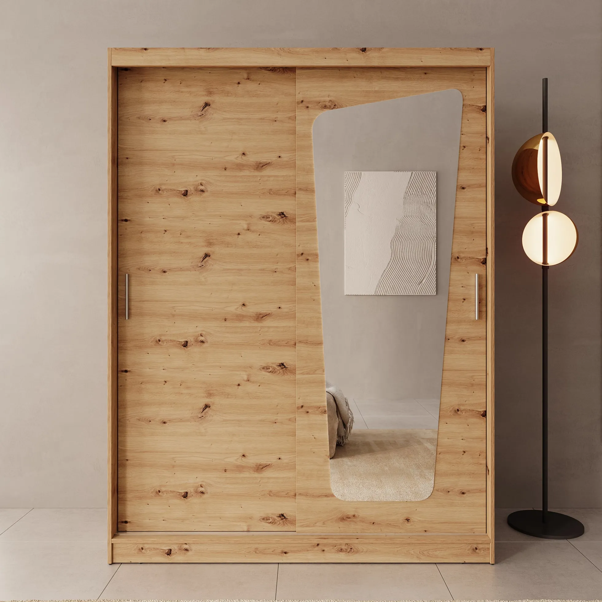 Moyo - Kledingkast met 2 schuifdeuren - Eikenpatroon - 150x62x200 cm