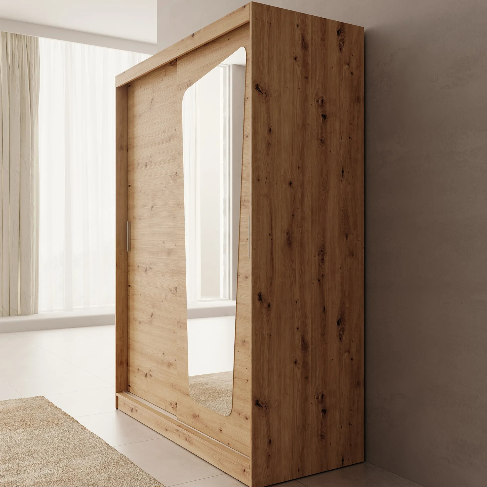 Moyo - Kledingkast met 2 schuifdeuren - Eikenpatroon - 150x62x200 cm