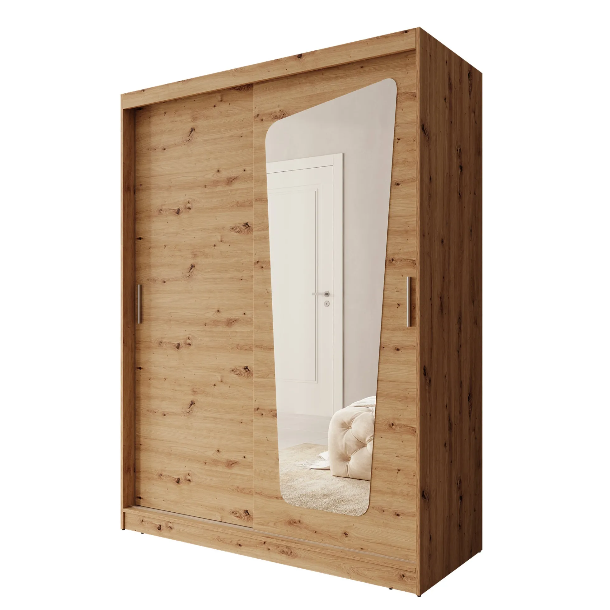 Moyo - Kledingkast met 2 schuifdeuren - Eikenpatroon - 150x62x200 cm