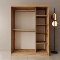 Moyo - Kledingkast met 2 schuifdeuren - Eikenpatroon - 150x62x200 cm