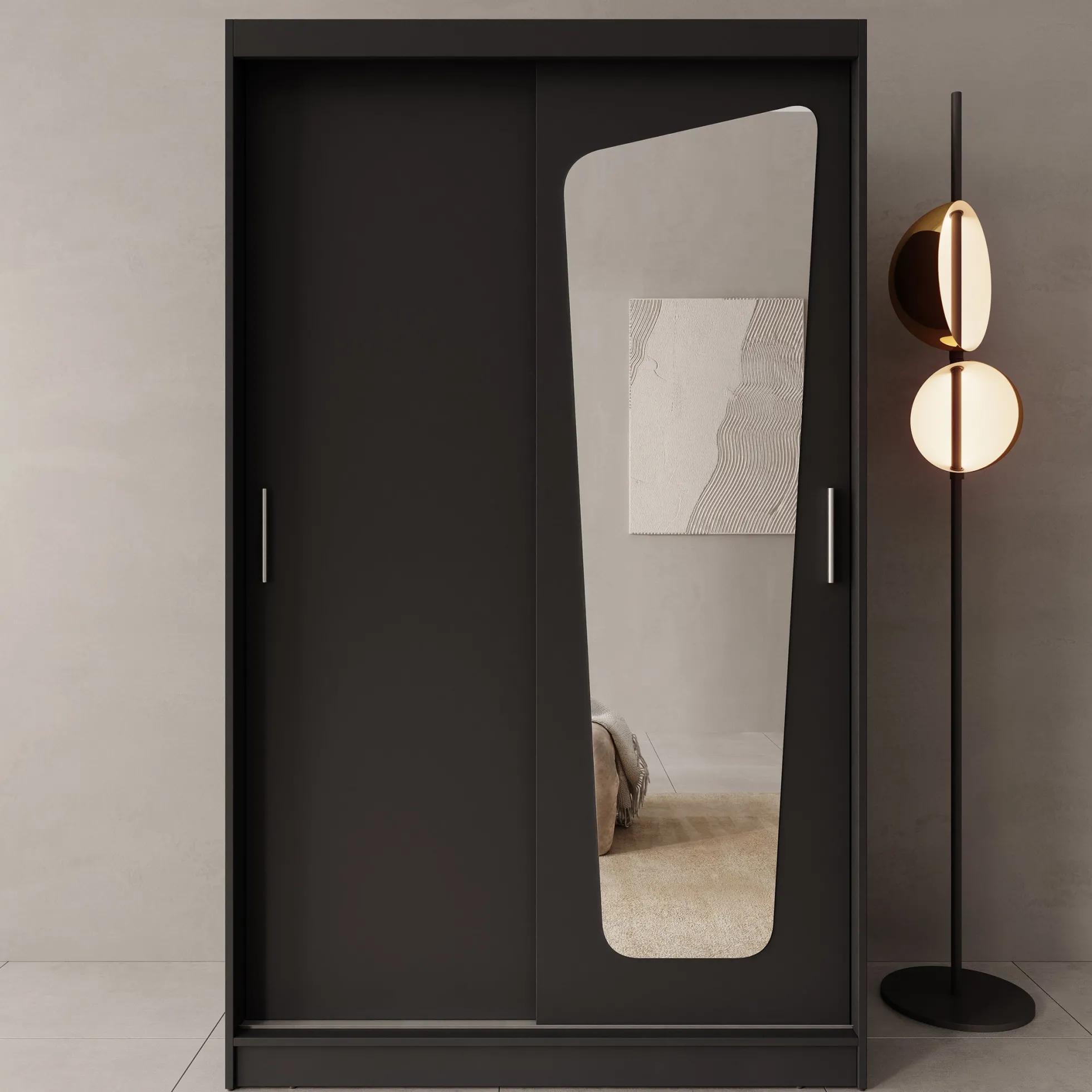 Moyo - Kledingkast met 2 schuifdeuren - Zwart - 120x62x200 cm