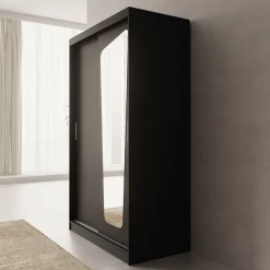 Moyo - Kledingkast met 2 schuifdeuren - Zwart - 120x62x200 cm
