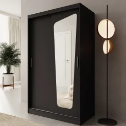 Moyo - Kledingkast met 2 schuifdeuren - Zwart - 120x62x200 cm