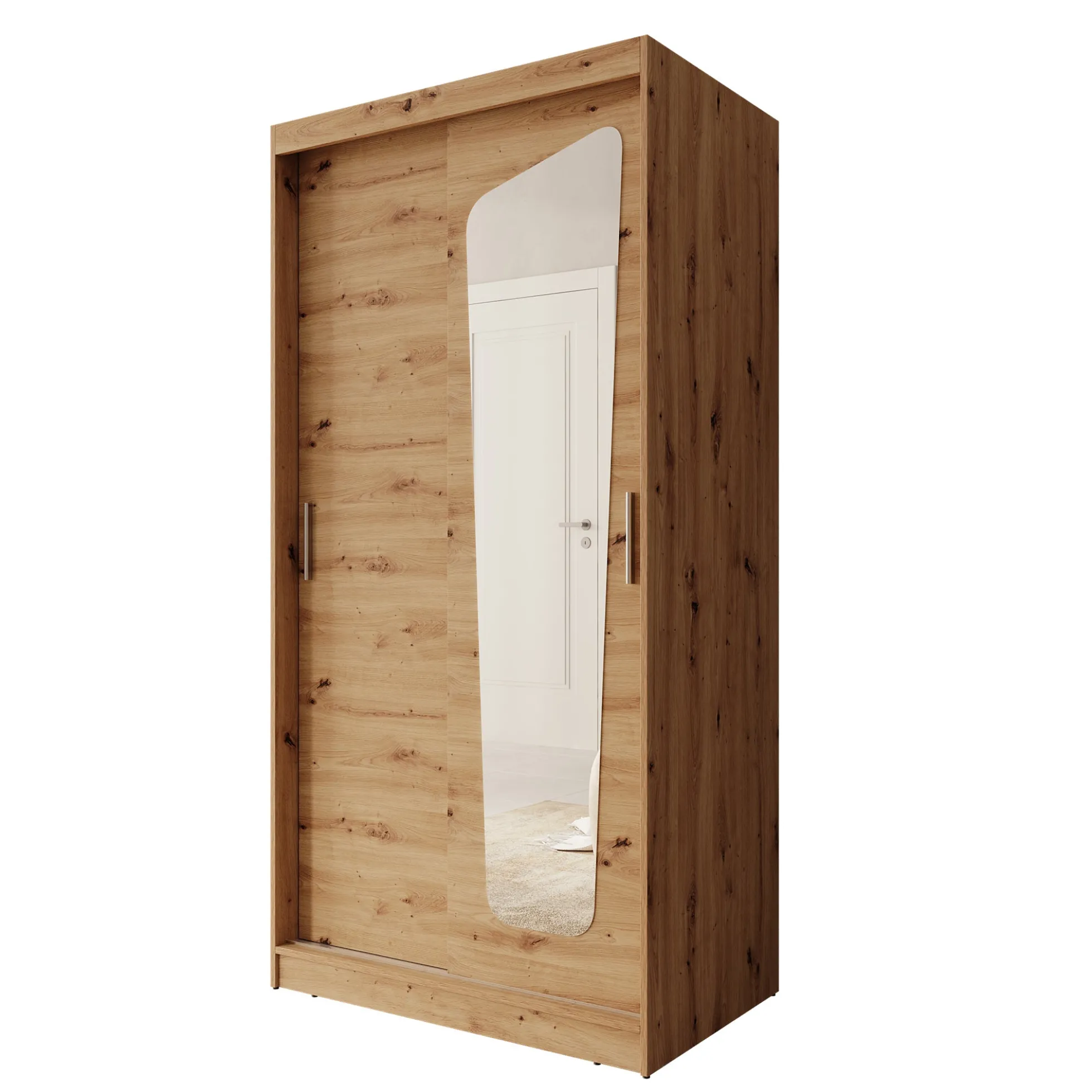 Moyo - Kledingkast met 2 schuifdeuren - Eikenpatroon - 100x62x200 cm