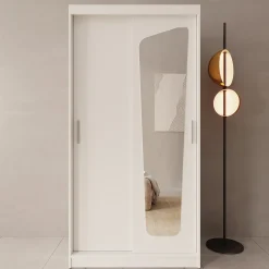 Moyo - Kledingkast met 2 schuifdeuren - Wit - 100x62x200 cm