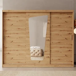 Moyo - Kledingkast met 3 schuifdeuren - Eikenpatroon - 250x62x200 cm