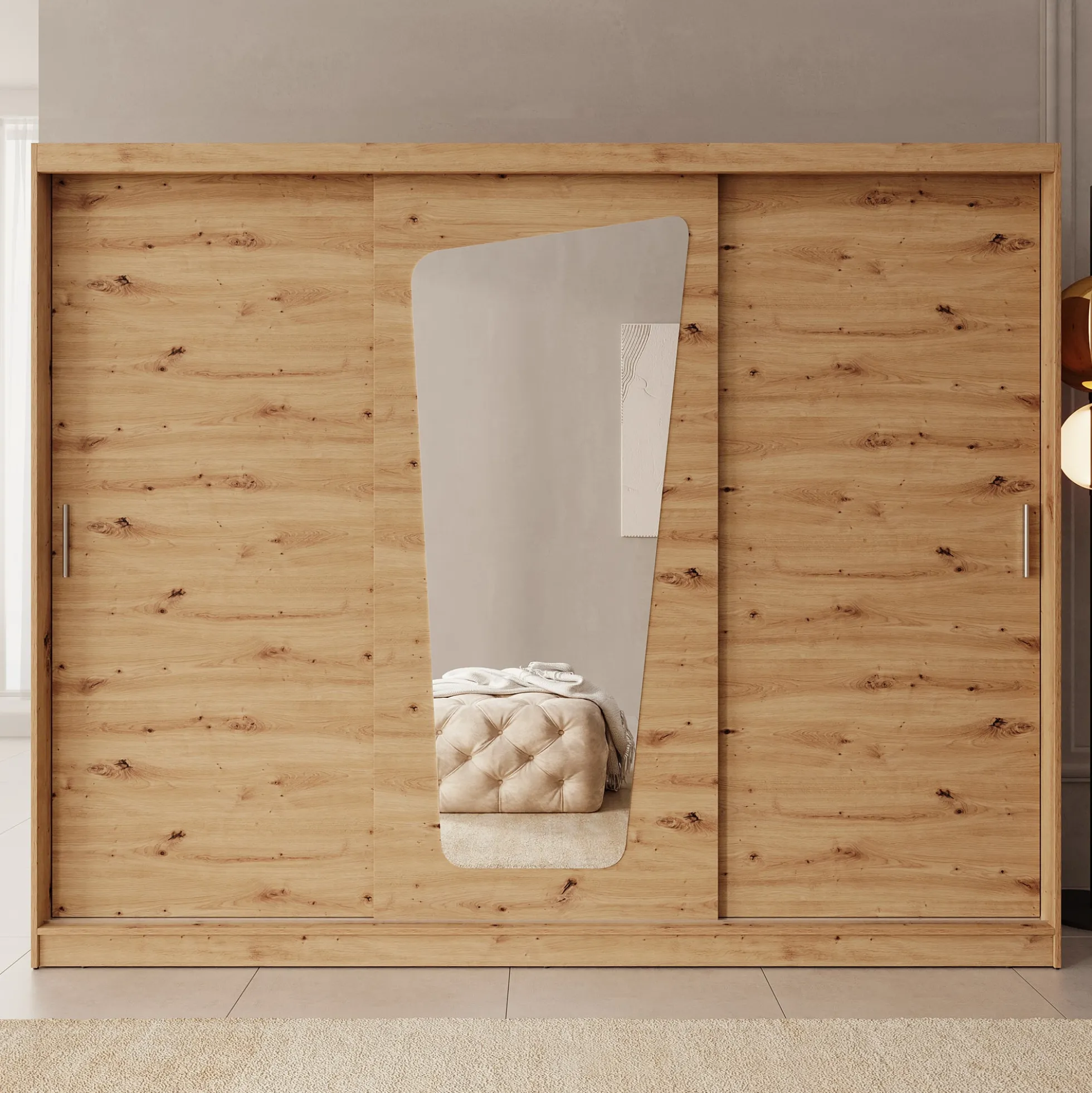 Moyo - Kledingkast met 3 schuifdeuren - Eikenpatroon - 250x62x200 cm
