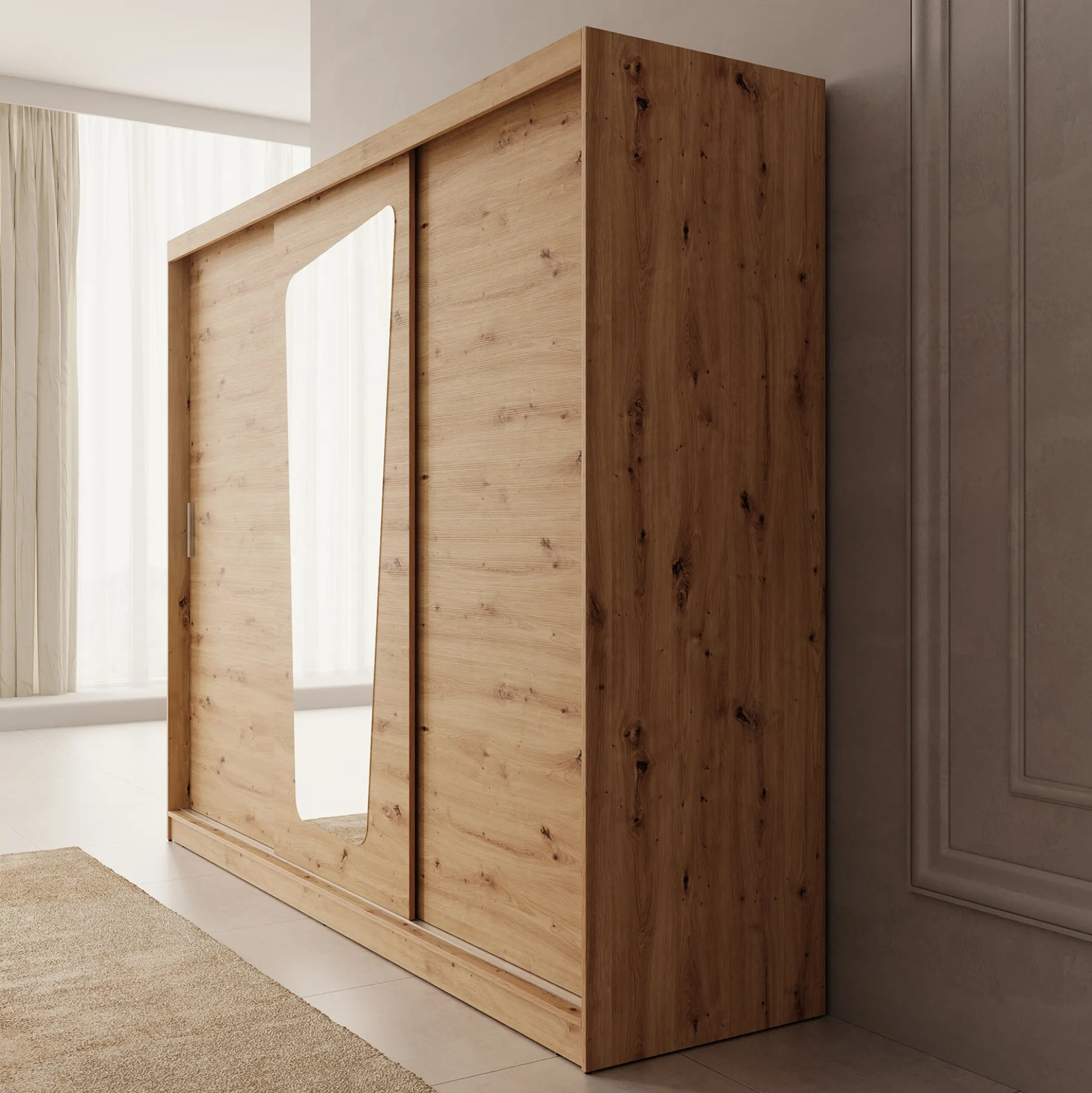 Moyo - Kledingkast met 3 schuifdeuren - Eikenpatroon - 250x62x200 cm