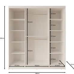 Moyo - Kledingkast met 2 schuifdeuren - Zwart - 180x62x200 cm