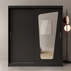 Moyo - Kledingkast met 2 schuifdeuren - Zwart - 180x62x200 cm