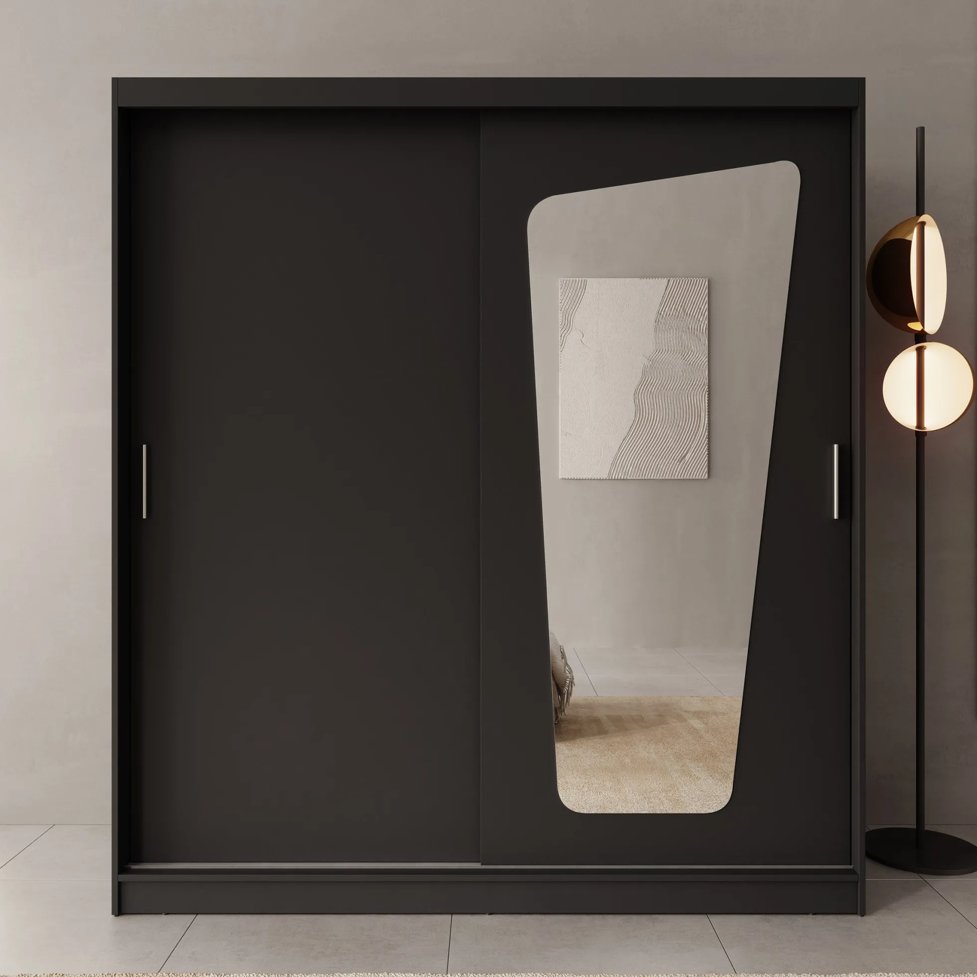 Moyo - Kledingkast met 2 schuifdeuren - Zwart - 180x62x200 cm