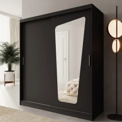 Moyo - Kledingkast met 2 schuifdeuren - Zwart - 180x62x200 cm