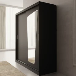 Moyo - Kledingkast met 2 schuifdeuren - Zwart - 180x62x200 cm