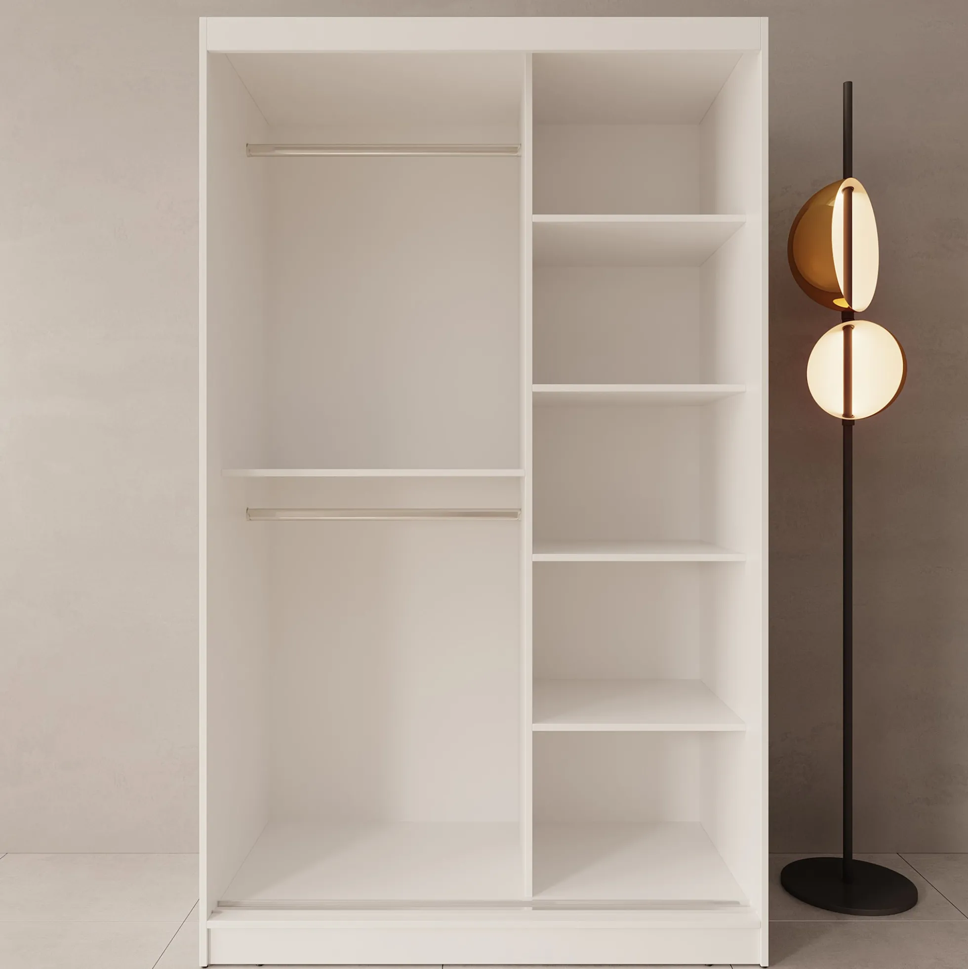Moyo - Kledingkast met 2 schuifdeuren - Wit - 120x62x200 cm
