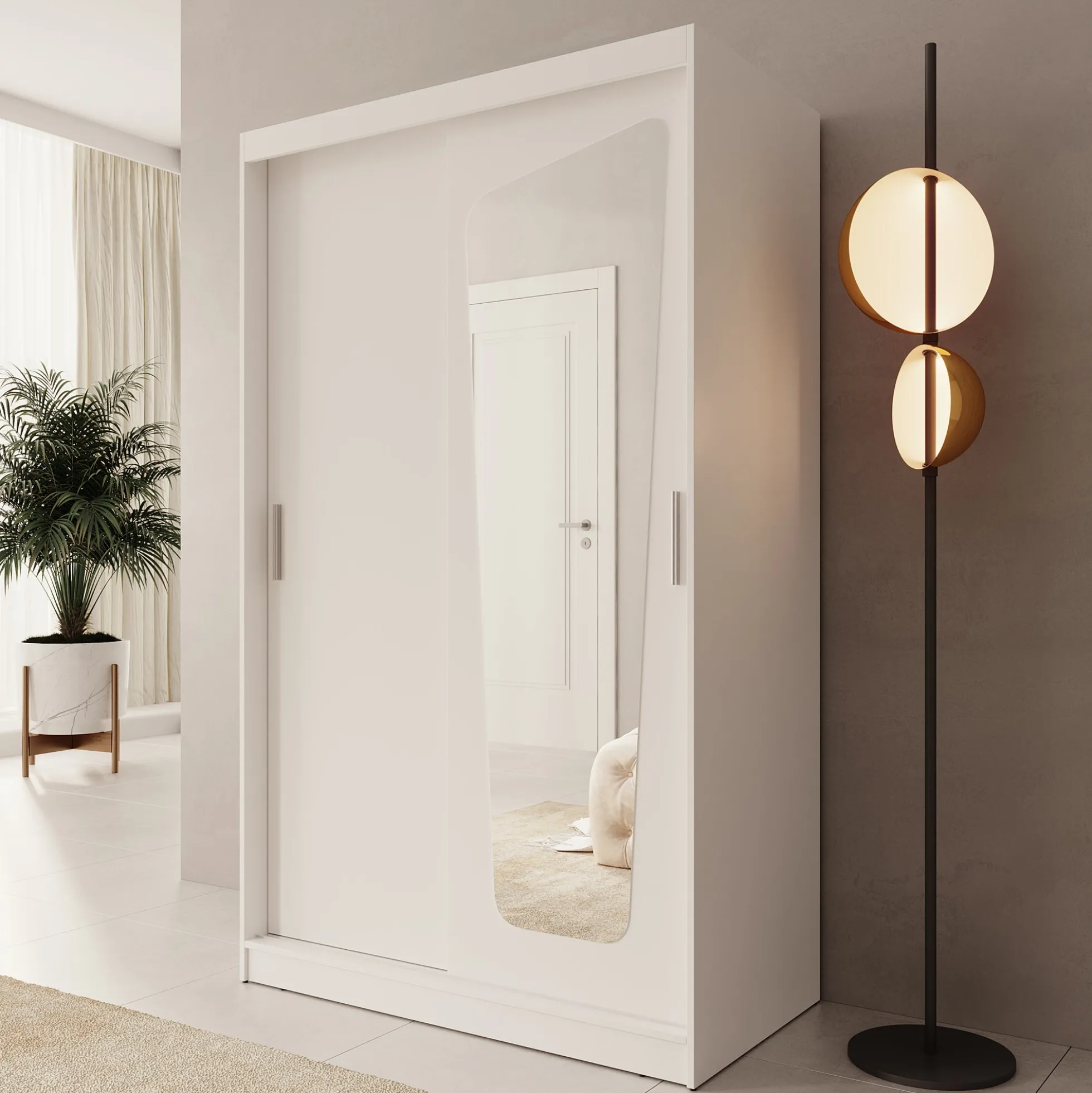 Moyo - Kledingkast met 2 schuifdeuren - Wit - 120x62x200 cm