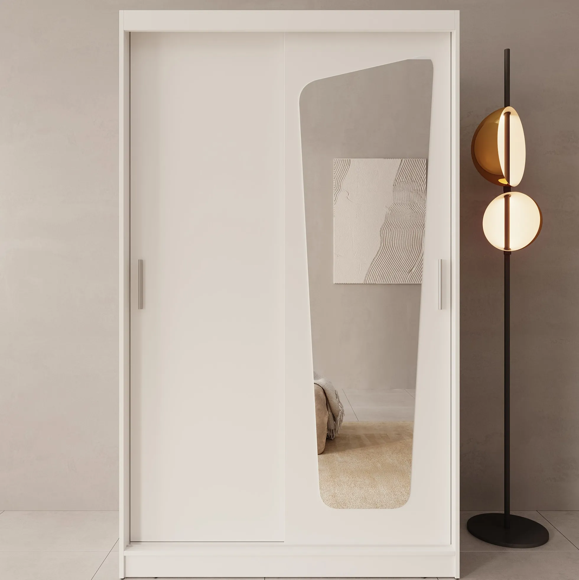 Moyo - Kledingkast met 2 schuifdeuren - Wit - 120x62x200 cm