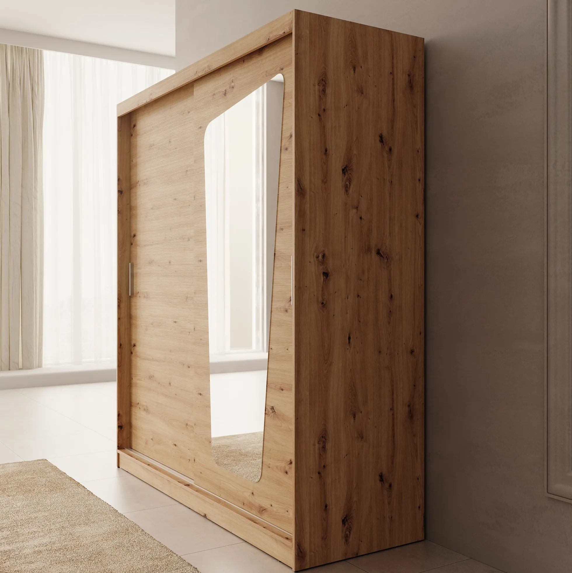 Moyo - Kledingkast met 2 schuifdeuren - Eikenpatroon - 180x62x200 cm