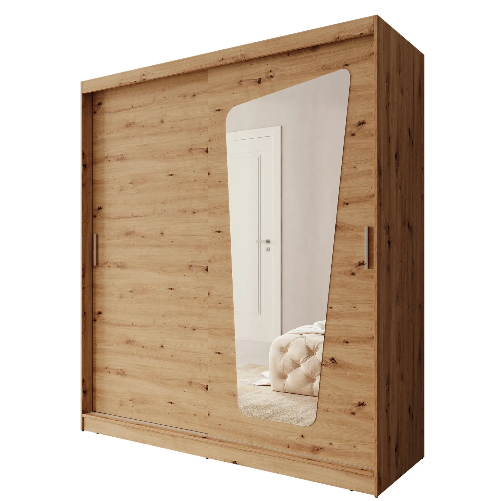 Moyo - Kledingkast met 2 schuifdeuren - Eikenpatroon - 180x62x200 cm