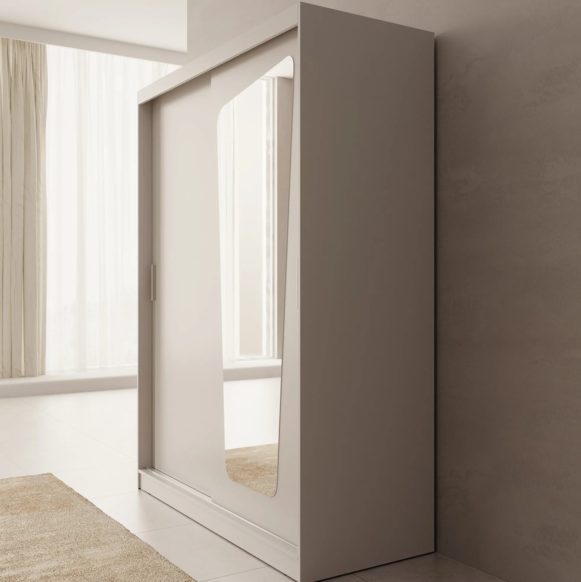 Moyo - Kledingkast met 2 schuifdeuren - Beige - 150x62x200 cm